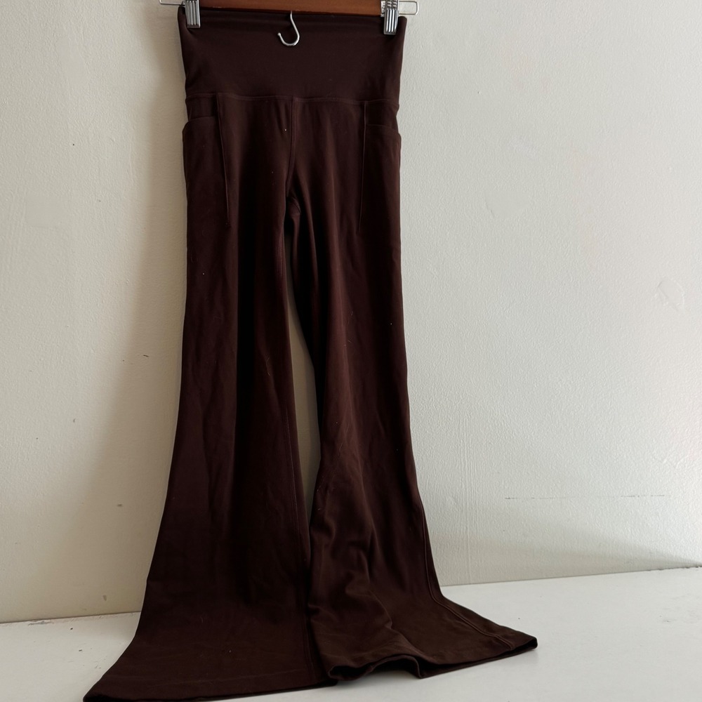 Athleta Women's XXS Salutation Stash Flare Pant Chocolate Brown High Rise Fall